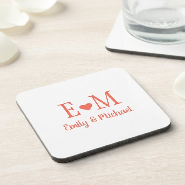 Posavasos Personalized Square Coaster with Initials and Hear (Subido por el creador)