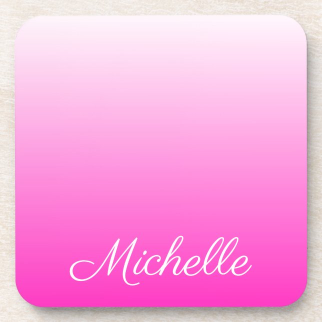 Posavasos Personalized two-tone gradient ombre hot pink (Frente)