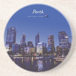 Posavasos Perth, Australia - Horizonte de la ciudad de noche