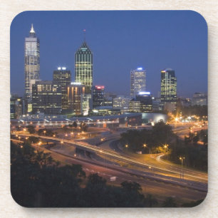 Posavasos Perth, Australia. Vista del centro de Perth desde