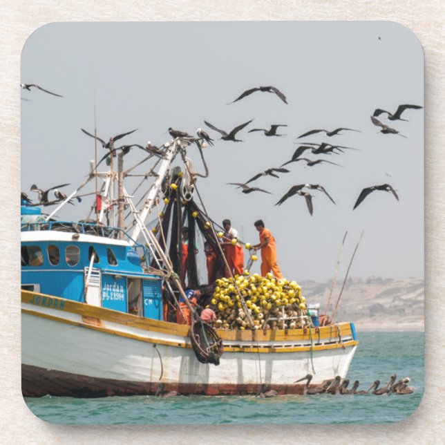 Posavasos Perú, Los Organos. Barco Pesquero En Los Organos (Frente)