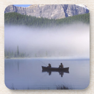 Posavasos Pesca en canoa en el lago Waterfowl, Banff Naciona