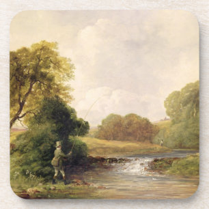 Posavasos Pesca: Jugando un pescado (aceite en lona)