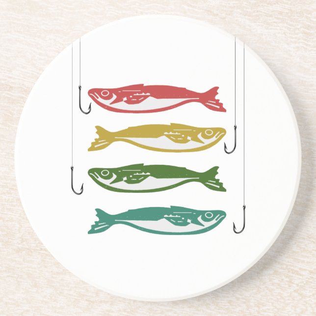 Posavasos Pescado de color con anzuelos de pescado (Frente)