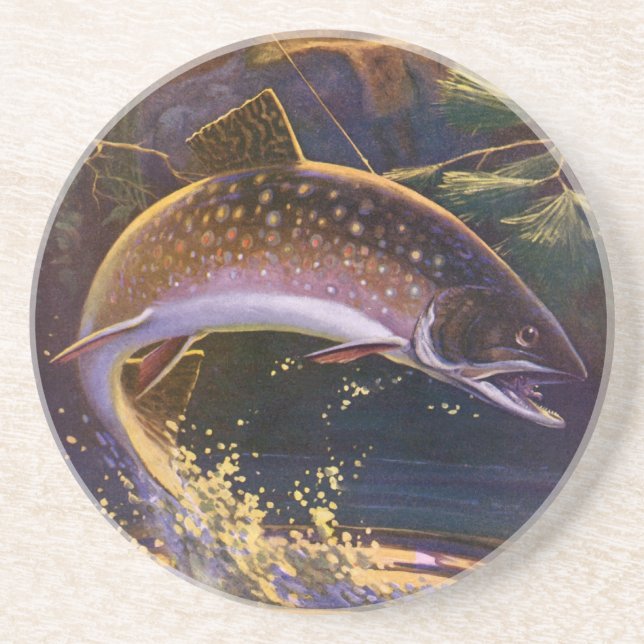 Posavasos Pescado de época, pesca deportiva para trucha de r (Frente)