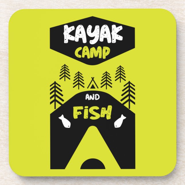 Posavasos Pescado de Kayak y viaje de pesca de campamento re (Frente)
