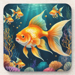 Posavasos Pescado de oro en aguas submarinas