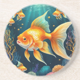 Posavasos Pescado de oro en aguas submarinas