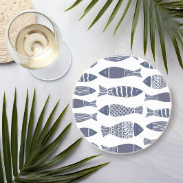 Posavasos Pescado en azul y blanco