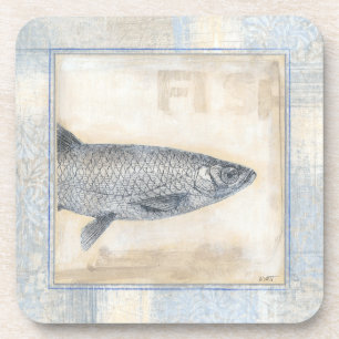 Posavasos Pescado gris en fondo beige