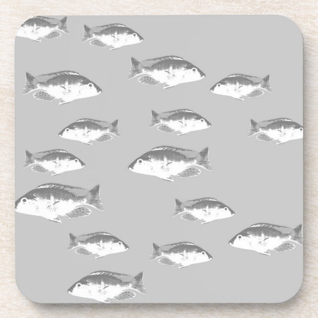 Posavasos Pescado gris monocromo (Frente)