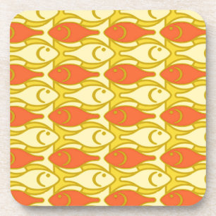 Posavasos Pescado moderno, amarillo y naranja