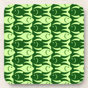 Posavasos Pescado moderno, cal y verde oscuro de mediados de