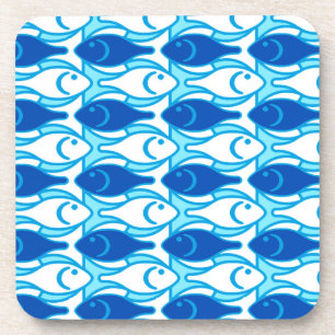 Posavasos Pescado moderno de medio siglo, azul cobalto