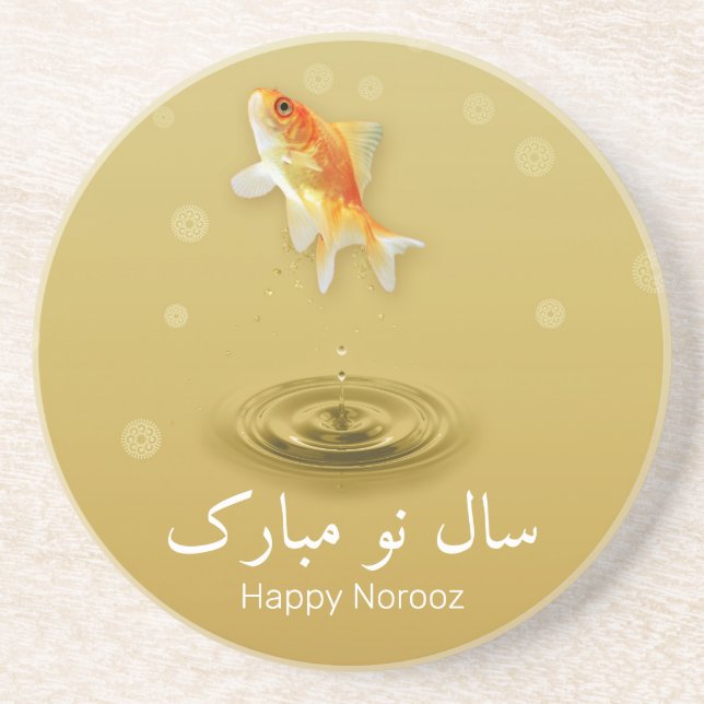 Posavasos Pescado noruego de Año Nuevo feliz persa (Frente)