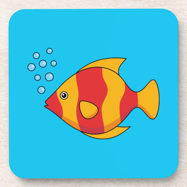 Posavasos Pescado tropical Naranja rojo (Frente)