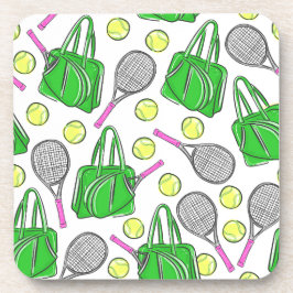 Posavasos Pescador de bolas de bolas de racquet verde rosa