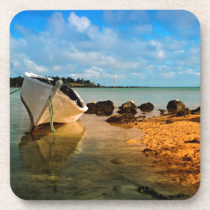 Posavasos Pescador En Playa Mauriciana Con Islet