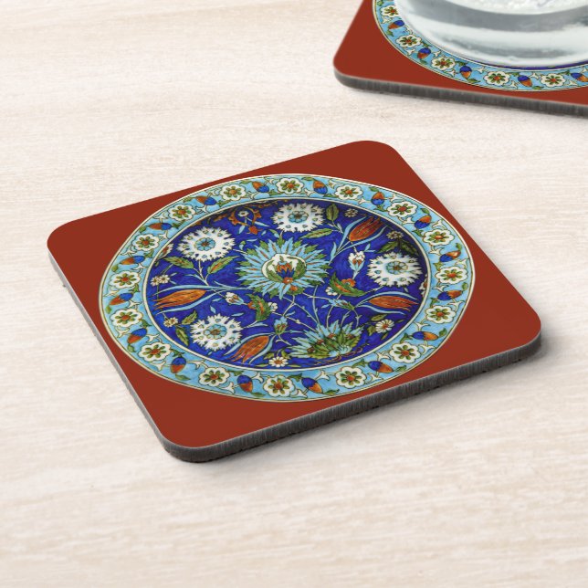 Posavasos Pestaña de patrón floral de Iznik turco (Lado Izquierdo)