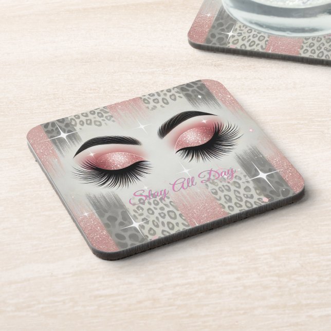 Posavasos Pestañas Glitter Rosa Glam  (Lado Izquierdo)