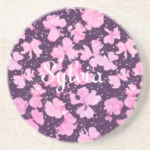 Posavasos Pétalos de flor de pintura rosada de acrílico
