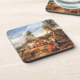 Posavasos Peter Paul Rubens Milkmaids con ganado en tierra