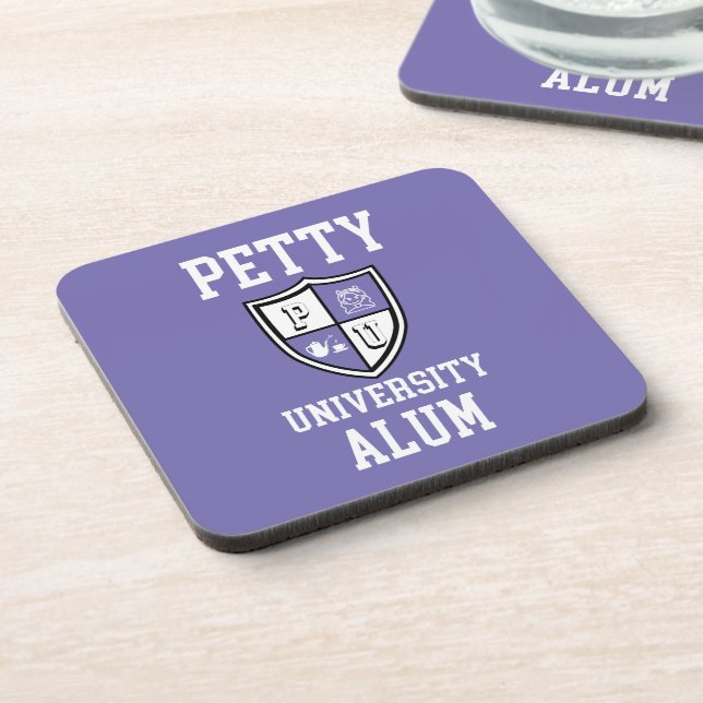 Posavasos Petty University Alum grado periwinkle alma mater (Lado Izquierdo)