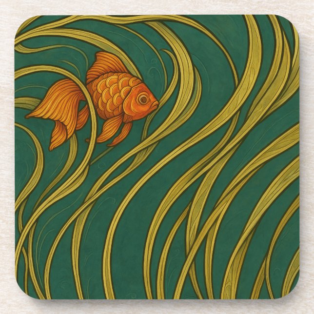 Posavasos Pez dorado Art Nouveau (Frente)