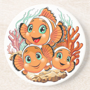 Posavasos Pez payaso Dibujo animado lindo Familia Submarino