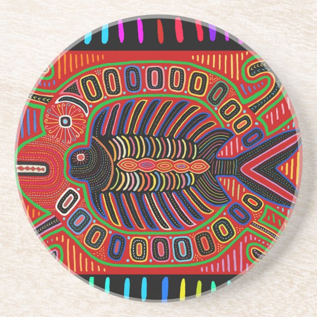 Posavasos Pez volador Mola indio Cuna (Frente)