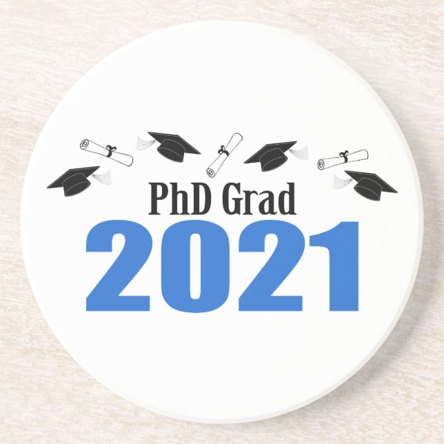 Posavasos PhD Grad 2021 Caps And Diplomas (Blue) (Frente)