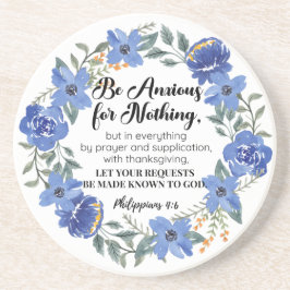 Posavasos Philippians 4:6 Estar ansioso por nada Floral azul