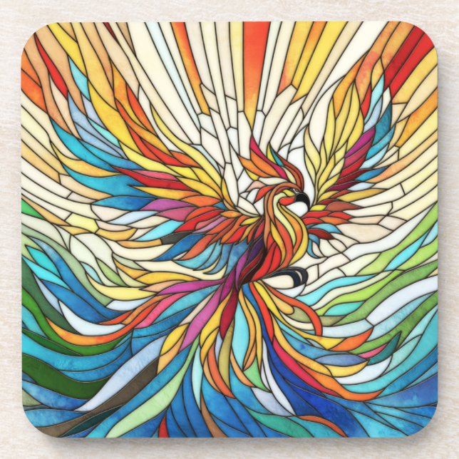 Posavasos Phoenix Rising - mosaico de colores (Frente)