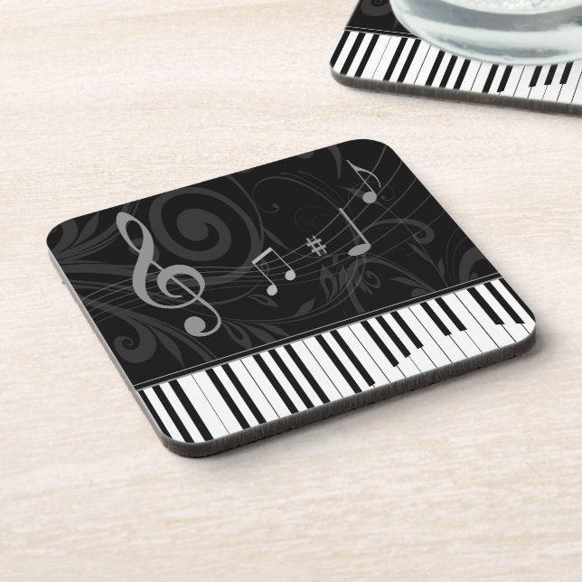 Posavasos Piano caprichoso y notas musicales (Lado Izquierdo)