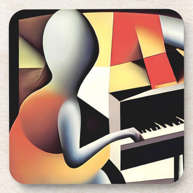 Posavasos Piano Player - Arte de aerógrafo (Frente)