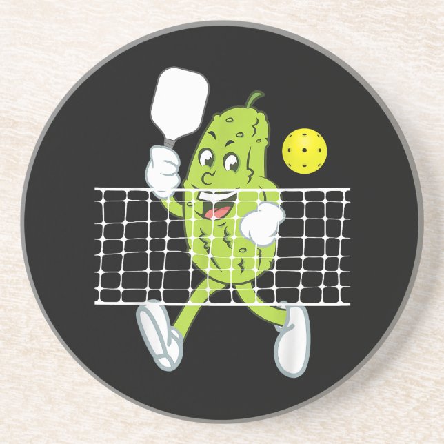 Posavasos Pickle Jugando Pickleball - Divertido Paddle (Frente)