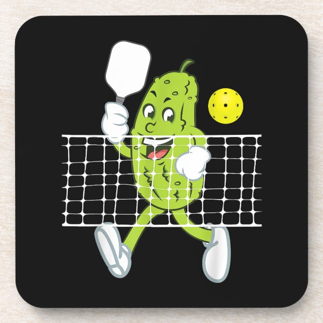 Posavasos Pickle Jugando Pickleball - Divertido Paddle (Frente)