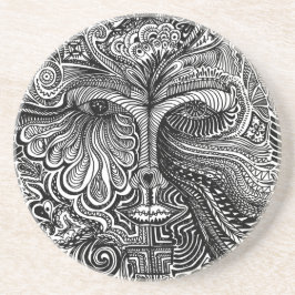 Posavasos Piedra arenisca de la línea trippy en blanco y neg