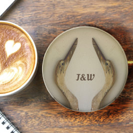 Posavasos Piedra natural de la costa rústica de dos garzas