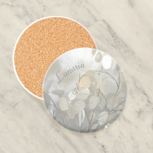 Posavasos Piedra natural floral elegante del dólar plateado 