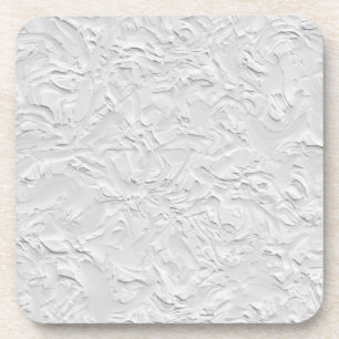 Posavasos Piedra texturizada blanca, arte abstracto monocrom