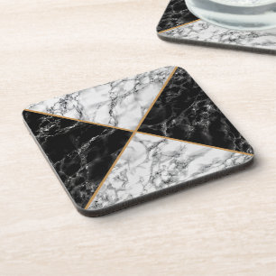 Posavasos Piedras de mármol negro y blanco a la moda -