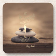 Piedras Zen Terapeuta, Silueta de árbol dorado Mar