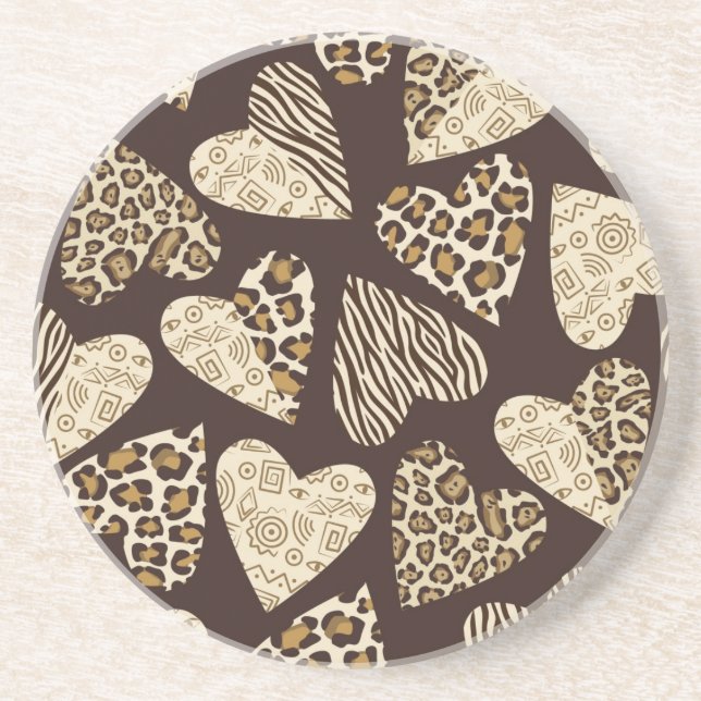 Posavasos Piel animal con los corazones (Frente)