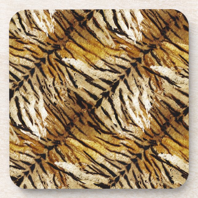 Posavasos Piel de tigre, elegante, tigre, rayado, huella ani (Frente)