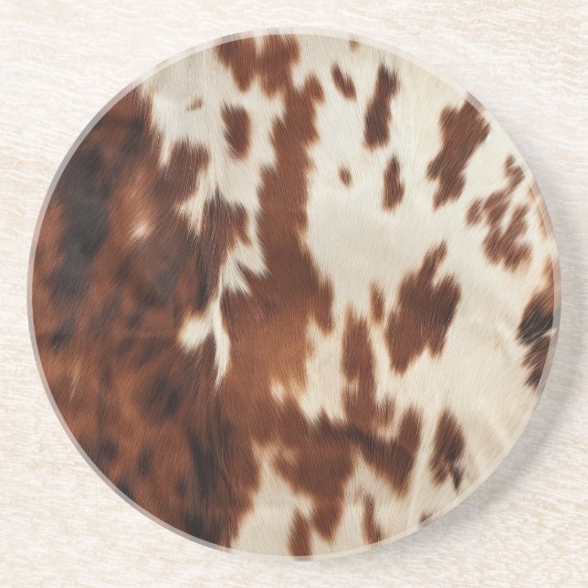 Posavasos Piel de vaca blanco negro marrón (Frente)