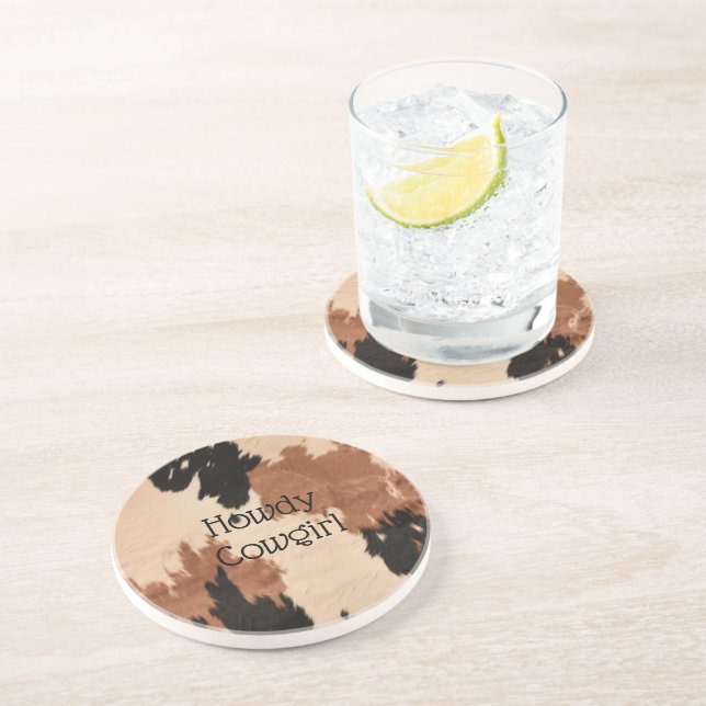 Posavasos Piel de vaca de Cream Brown (Lado)