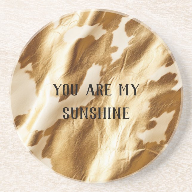 Posavasos Piel de vaca de crema blanca de oro occidental (Frente)