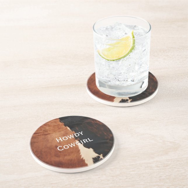 Posavasos Piel de vaca de Faux Black Southwest de Brown (Lado)