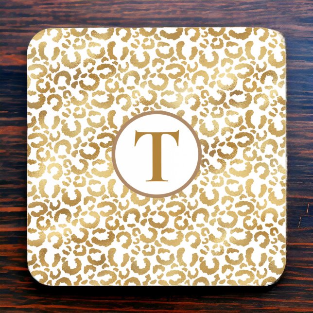 Posavasos Piel leopardo dorado monogramada (Subido por el creador)